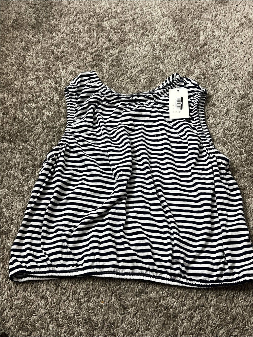 a new day Navy & White Striped Sleeveless Tank